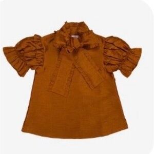 Elegant Ruffled Blouse in Rich Copper